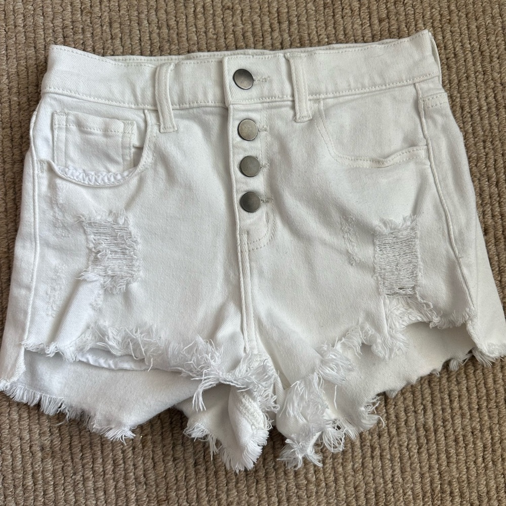 Windsor White Jean Shorts High-Waisted Distressed